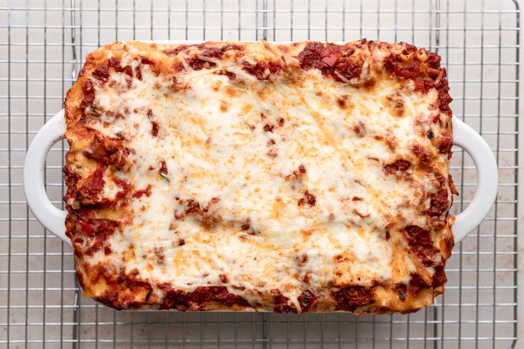 A top-down view of lasagna